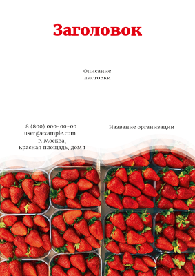 Вертикальные листовки A4 - Ягоды клубники Лицевая сторона