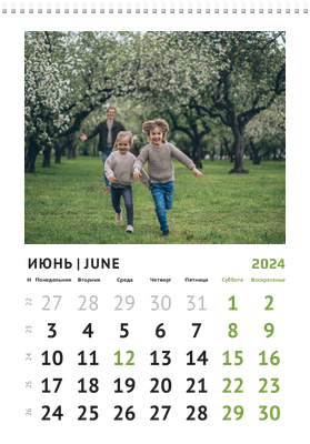 Вертикальные настенные перекидные календари - 100 макетов Июнь