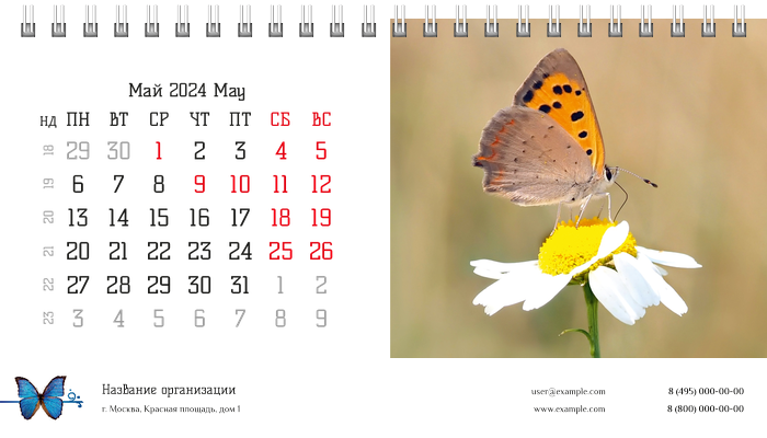 Настольные перекидные календари - Бабочки Май
