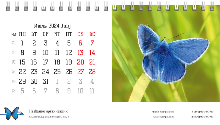 Настольные перекидные календари - Бабочки Июль