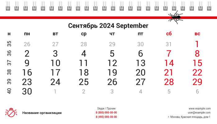 Настольные перекидные календари - Жук Сентябрь