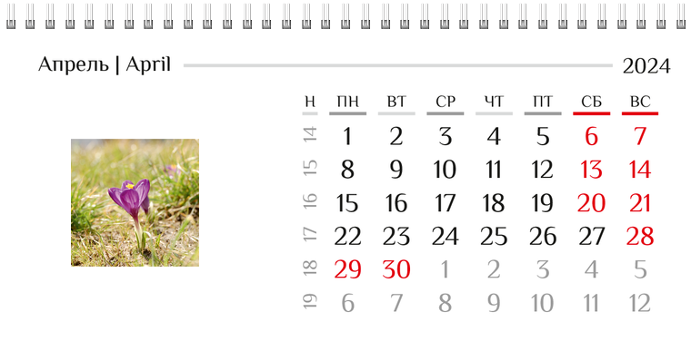 Квартальные календари - Природа Апрель