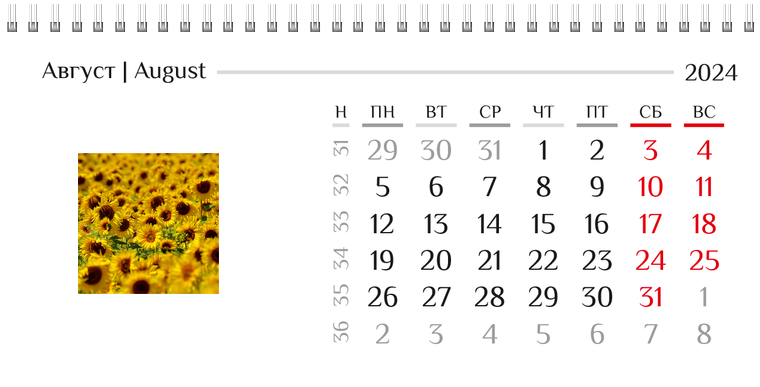 Квартальные календари - Природа Август