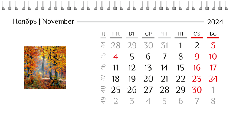 Квартальные календари - Природа Ноябрь