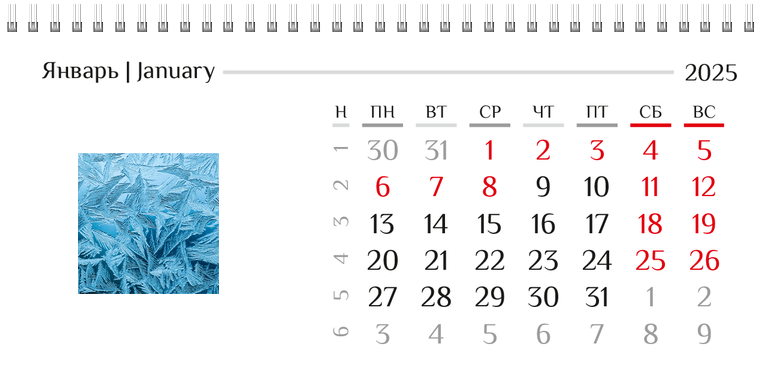 Квартальные календари - Природа Январь следующего года